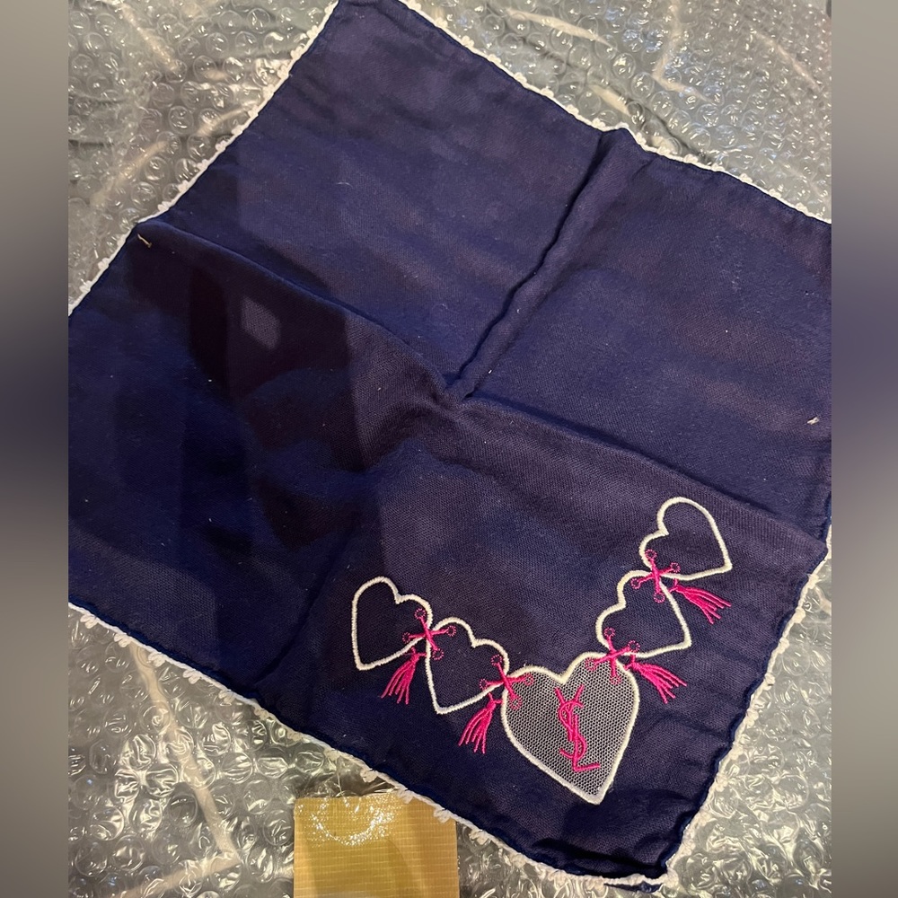 YSL Yves Saint Laurent 💗 Vintage Handkerchief Kawaii Japan Heart Face Towel Mat